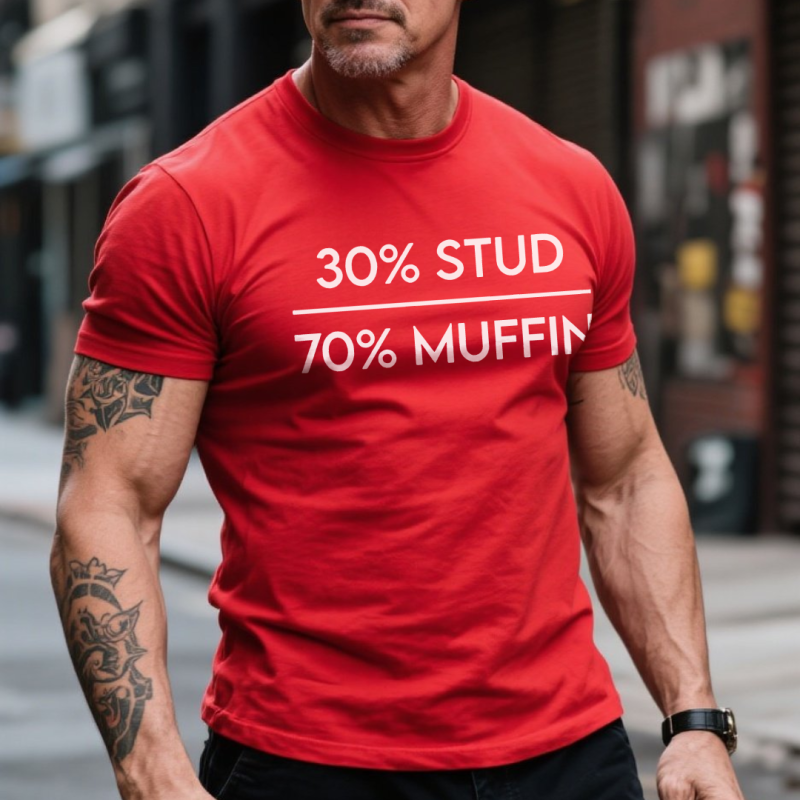 30% Stud 70% Muffin Printed Men's T-shirt Red