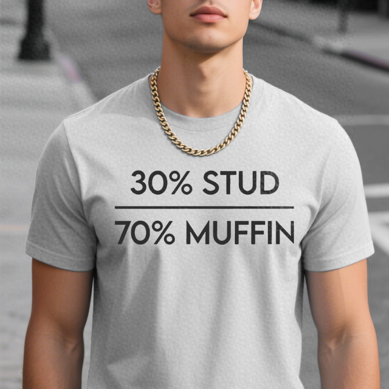 30% Stud 70% Muffin Printed Men's T-shirt grey