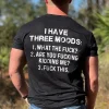 I Have Three Moods Print Men's T-shirt