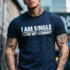 I am single want my number print men's t-shirt (1)