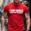 I am single want my number print men's t-shirt red (1)