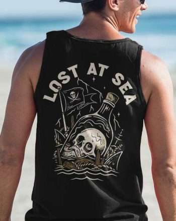 Lost At Sea Skull Print Men's Tank