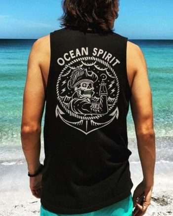 Ocean Spirit Skull Print Men's Tank