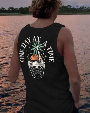 One Day At A Time Skull Print Men's Vest