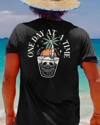 One Day At A Time Skull Print Men's T-shirt