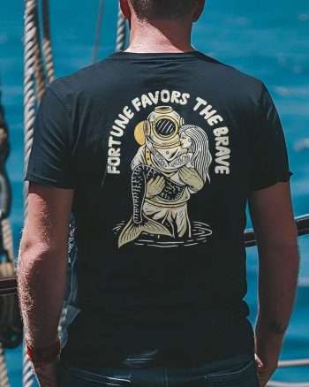Fortune Favors The Brave Print Men's T-shirt