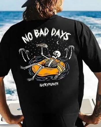 No Bad Days Skull Print Men's T-shirt