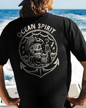 Ocean Spirit Skull Print Men's T-shirt