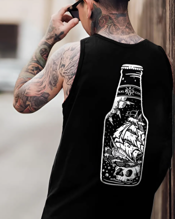 Landscape In A Bottle Skull Printed Men's Tank