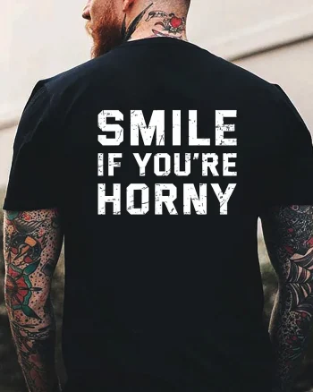 Smile If You're Horny Printed Men's T-shirt