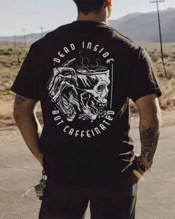 Dead Inside But Caffeinated Skull Printed Men's T-shirt