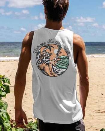 Welcome To Paradise Skull Print Men's Vest