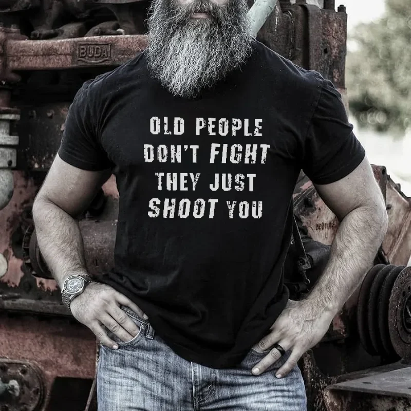 ld People Don't Fight They Just Shoot You Printed Men's T-shirt