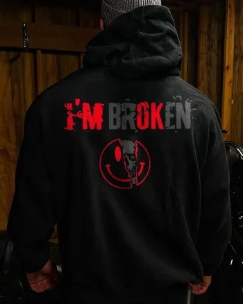 I'm Broken Printed Men's Hoodie