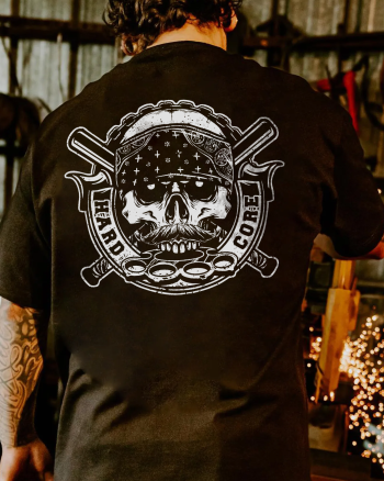 Gangster Skull With Brass Knuckle Printed Men’s T-shirt