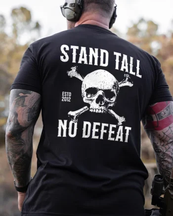 Stand Tall No Defeat Skull Printed Men’s T-shirt