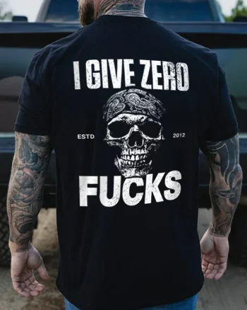 I Give Zero F*cks Skull Printed Men’s T-shirt