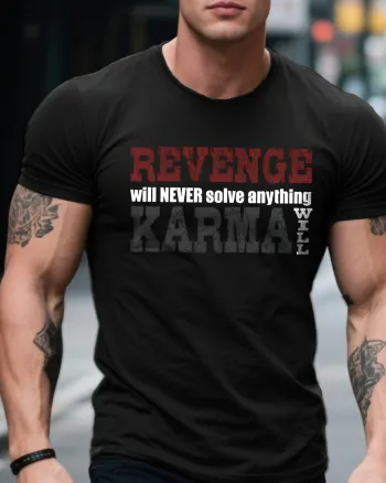 Revenge Will Never Solve Anything Karma Will Printed Men’s T-shirt