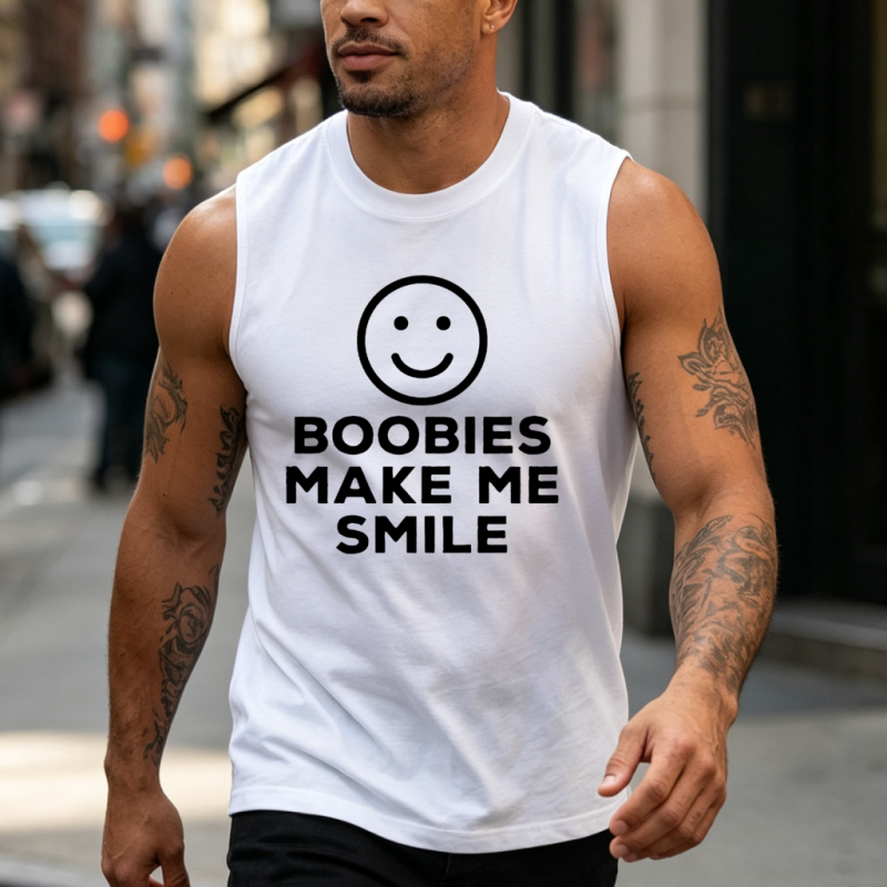 Boobies Make Me Smile Printed Men’s Tank